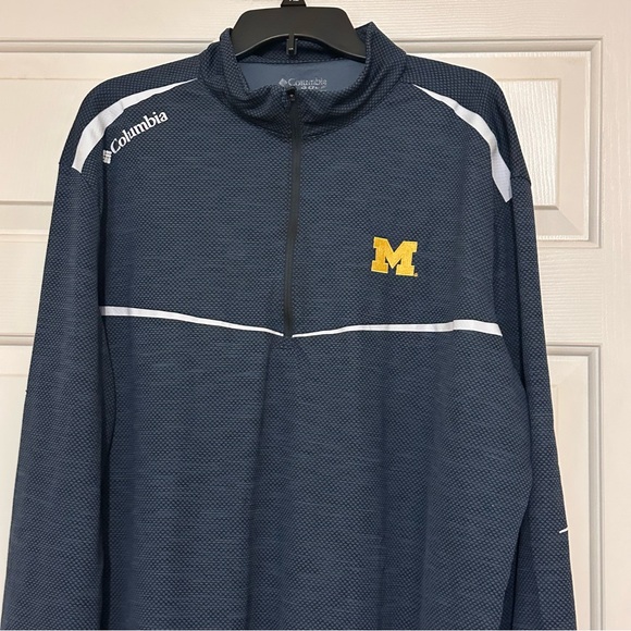 Columbia University of Michigan Wolverines Navy Quarter-Zip Pullover Size 2XL - Picture 2 of 12